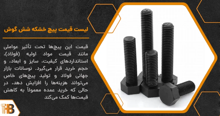 لیست قیمت پیچ خشکه شش گوش
