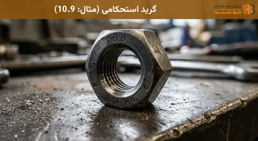 گرید استحکامی (مثال: 10.9)